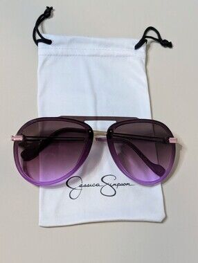 Jessica Simpson Purple Gradient Oversized Aviator Sunglasses Rose Gold